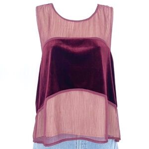 foxiedox Blouse Small Red Purple Dante Top Velvet Chiffon Lined Sleeveless Tank